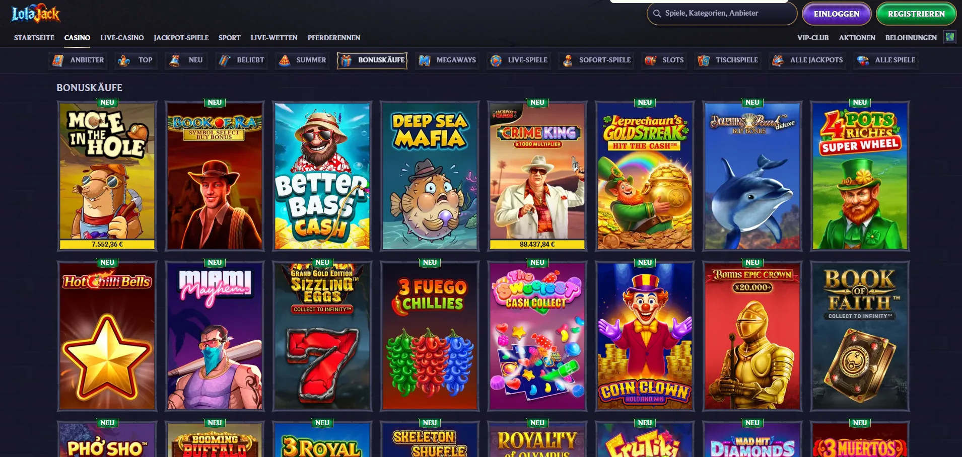 Lolajack Casino Spiele